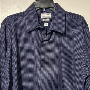 Bill Blass Men's Navy Patterned Dress Shirt